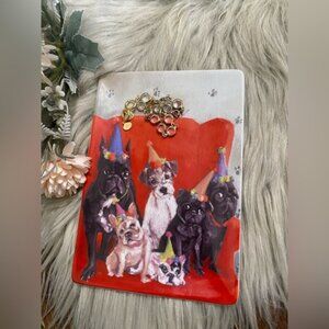 Green box Art + Culture Dogs Trinket Dish Art By Lisa Fiver 5”x 7”